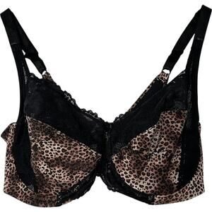 Lilyette Leopard with Black Lace Underwire Bra (36D)